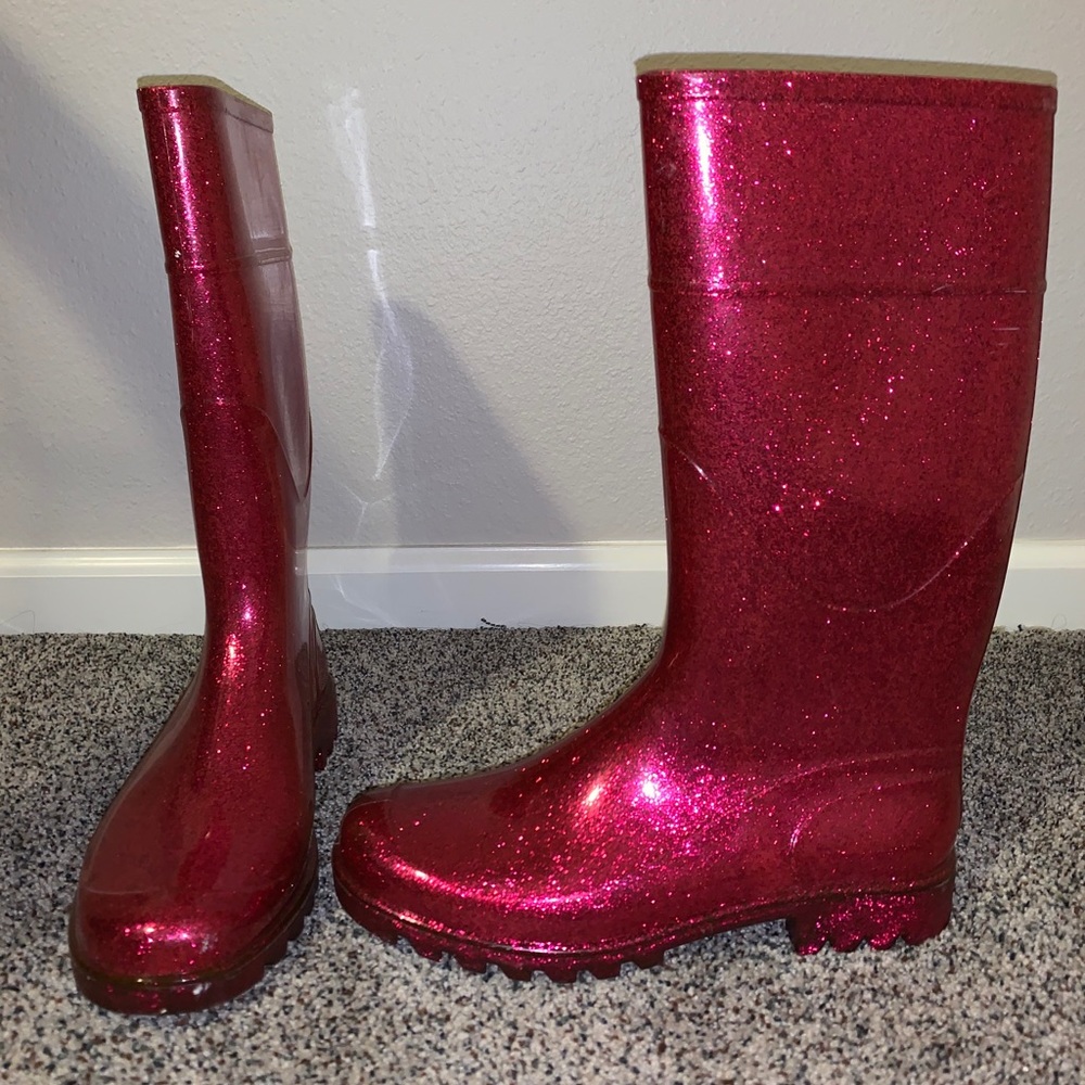 Pink Rain Boots Size 10